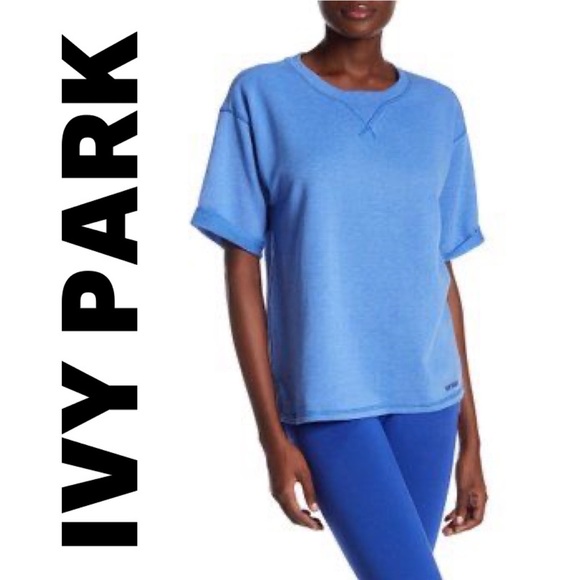 2/$50 Ivy Park Blue Sweatshirt with Roll Sleeves - Picture 1 of 10